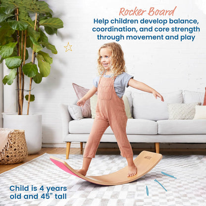 Balance Board, Montessori Toy, Bright Pink