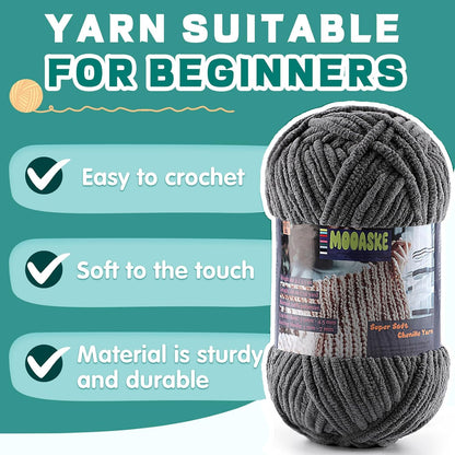 Baby Blanket Yarn for Crocheting - Soft Velvet Fluffy Chenille Yarn for Knitting Amigurumi Making Scarves, Doll - 100g/3.5oz 131 Yards Thick Plush Yarns (3, Pink)