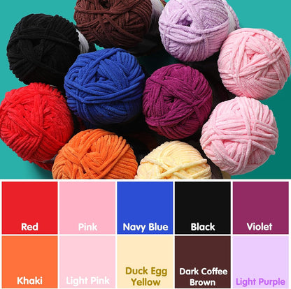Baby Blanket Yarn for Crocheting - Soft Velvet Fluffy Chenille Yarn for Knitting Amigurumi Making Scarves, Doll - 100g/3.5oz 131 Yards Thick Plush Yarns (3, Pink)
