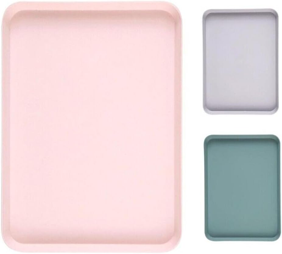 Large Rectangular Serving Tray, Heat Resistant Non Slip Plastic Platter With High Edge For Fruit Dinner Tea Makeup Organization Gray Purple(small pink)