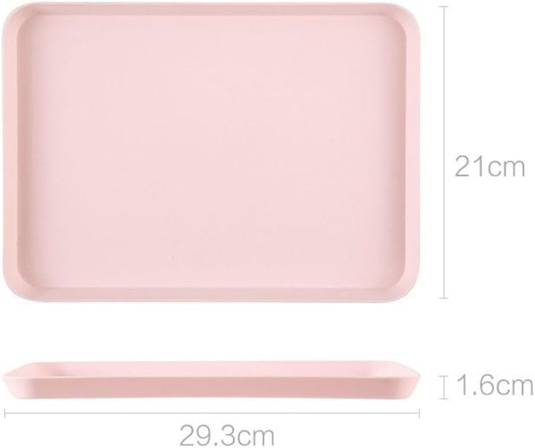 Large Rectangular Serving Tray, Heat Resistant Non Slip Plastic Platter With High Edge For Fruit Dinner Tea Makeup Organization Gray Purple(small pink)