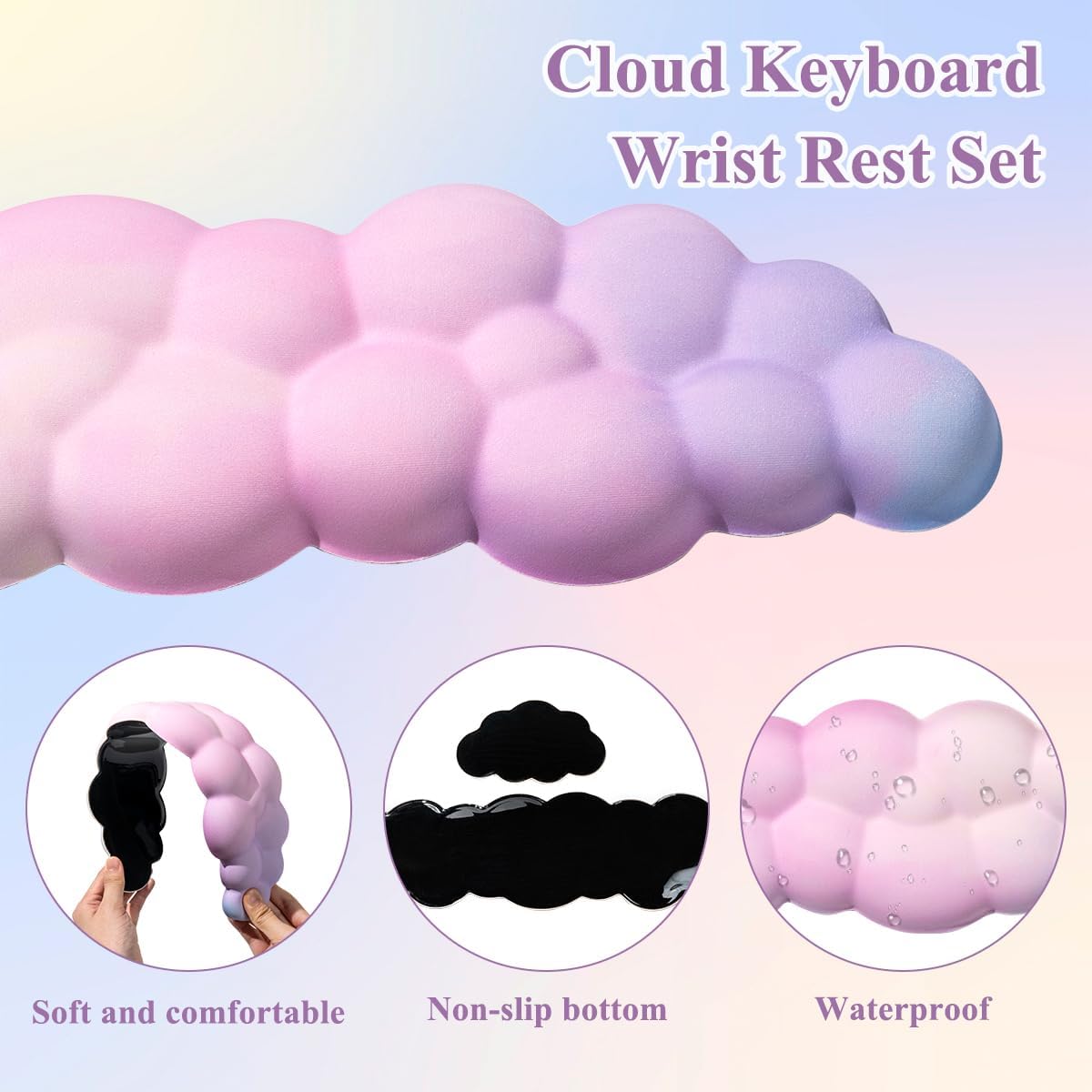 Gaming Desk Mat with Keyboard Wrist Rest Set, 4 in 1 Mouse Pad Set