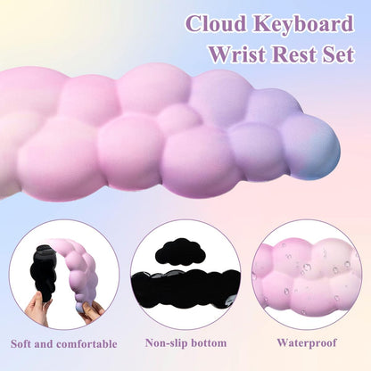 Gaming Desk Mat with Keyboard Wrist Rest Set, 4 in 1 Mouse Pad Set