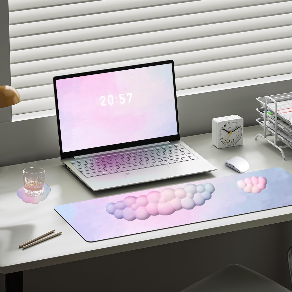 Gaming Desk Mat with Keyboard Wrist Rest Set, 4 in 1 Mouse Pad Set