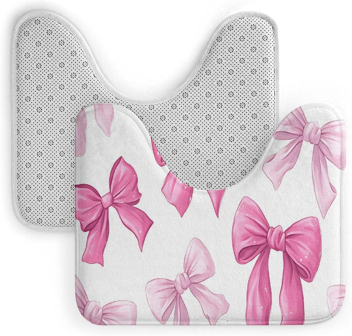 Pink Bow Bath Mat Water Absorbent Soft Bath Rug Non-Slip Machine Washable Mats for Indoor and Outdoor Showers Laundry Rooms