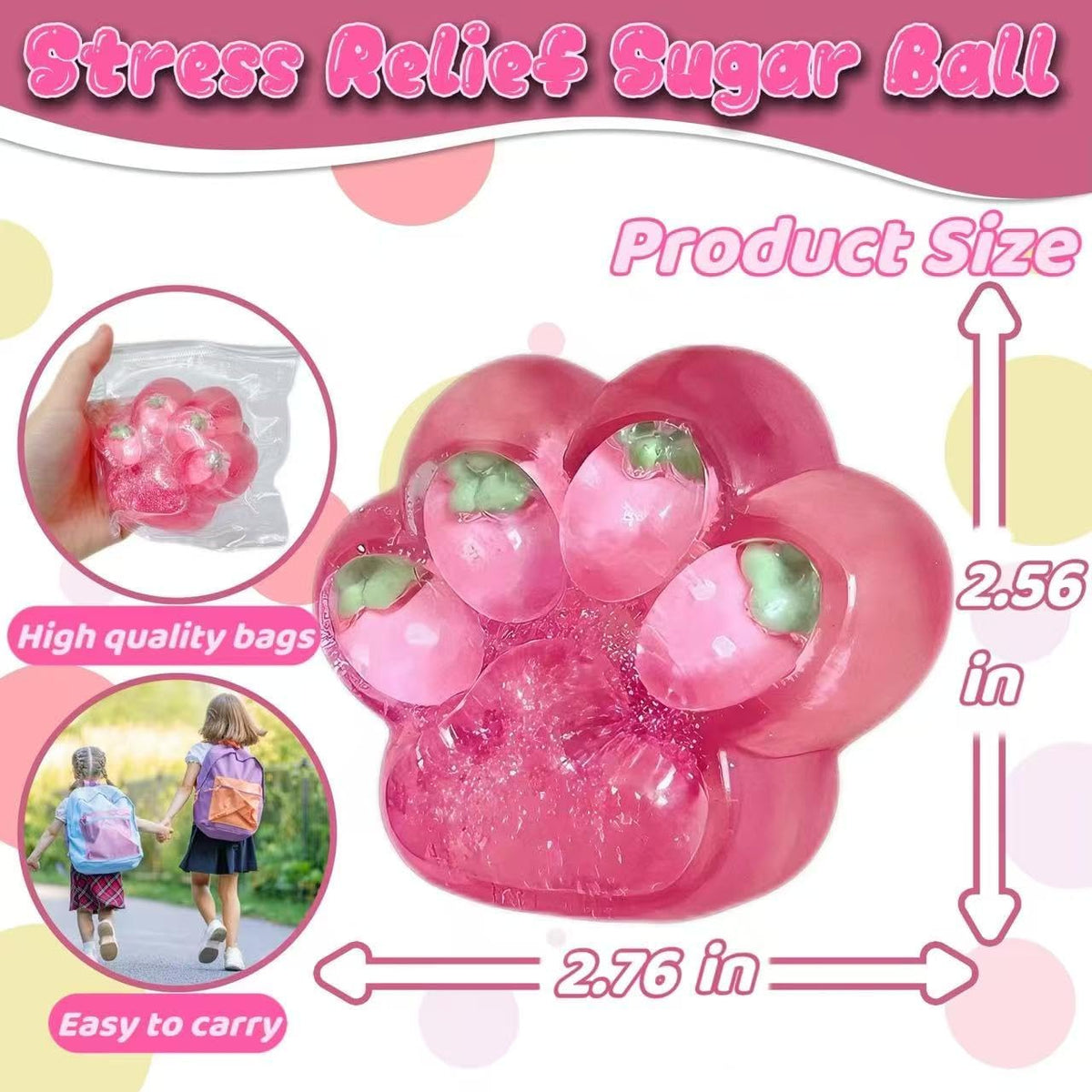 Pink Cat Paw Taba Squishy Toys, Soft Strawberry Fufu Squishy Stress Sugar Balls for Kids and Adults, Cat Paw Squeeze Ball Sensory Toys for Party Favors, Easter Basket Stuffers, Birthday Gifts