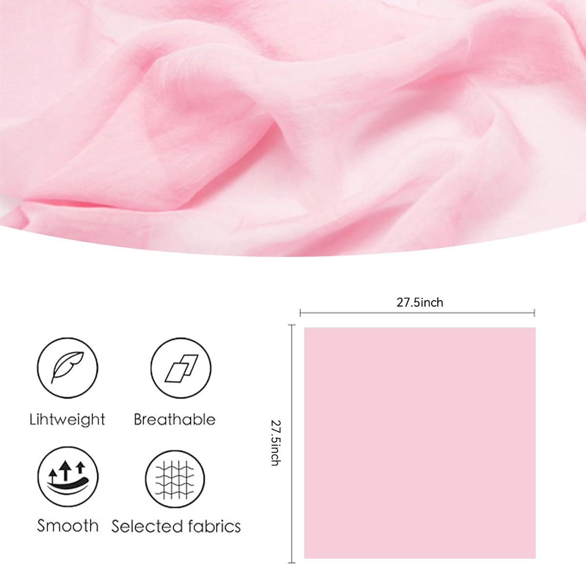 50s Chiffon Scarf Sheer Square Neck Head Scarf for Women