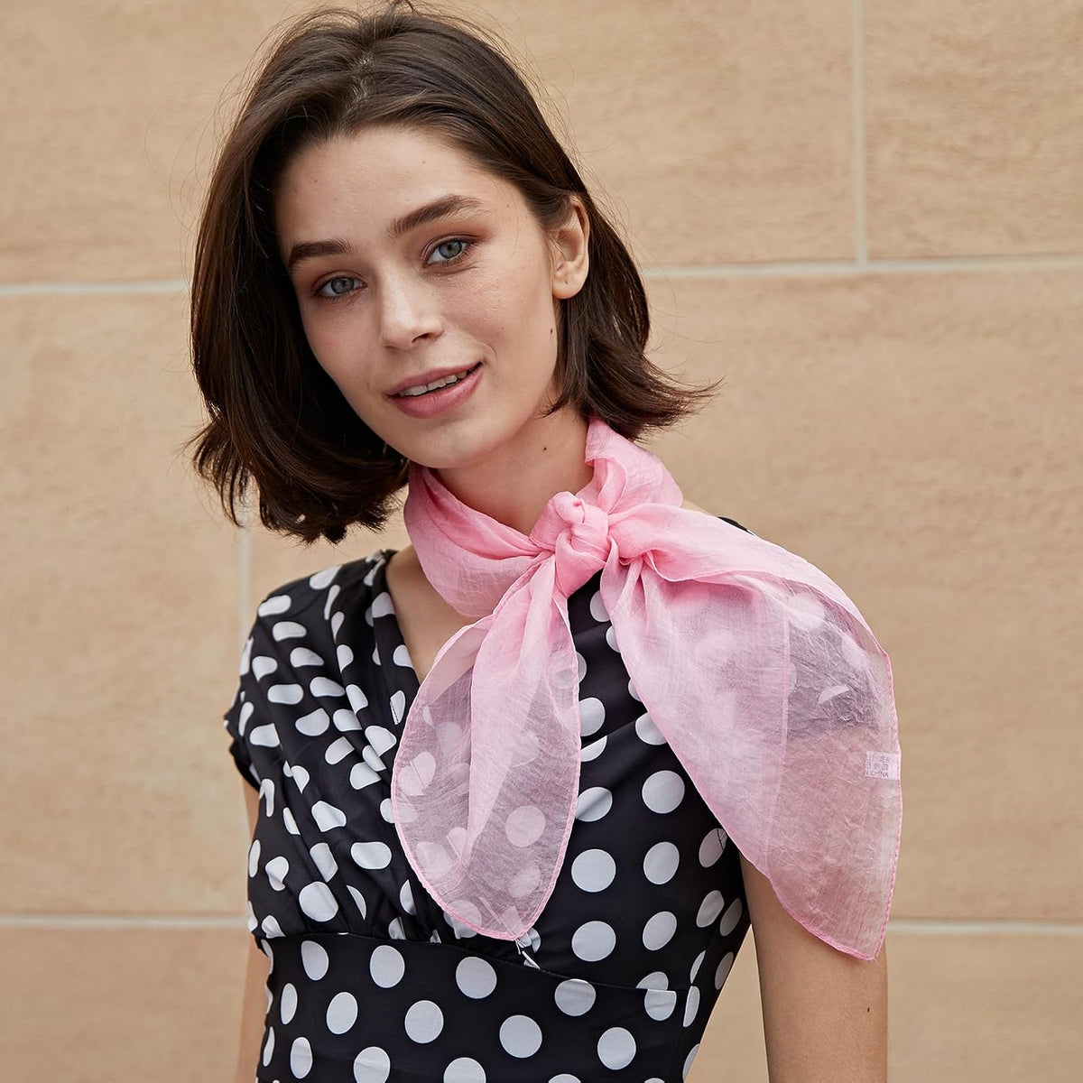 50s Chiffon Scarf Sheer Square Neck Head Scarf for Women
