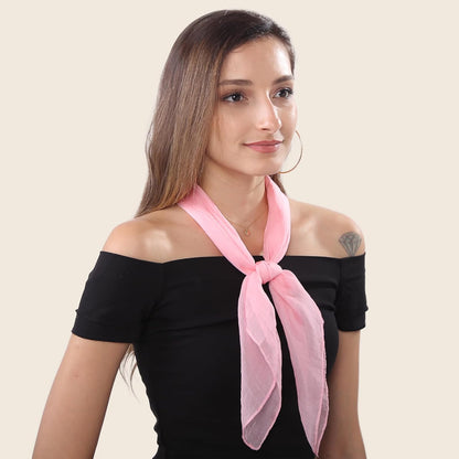50s Chiffon Scarf Sheer Square Neck Head Scarf for Women