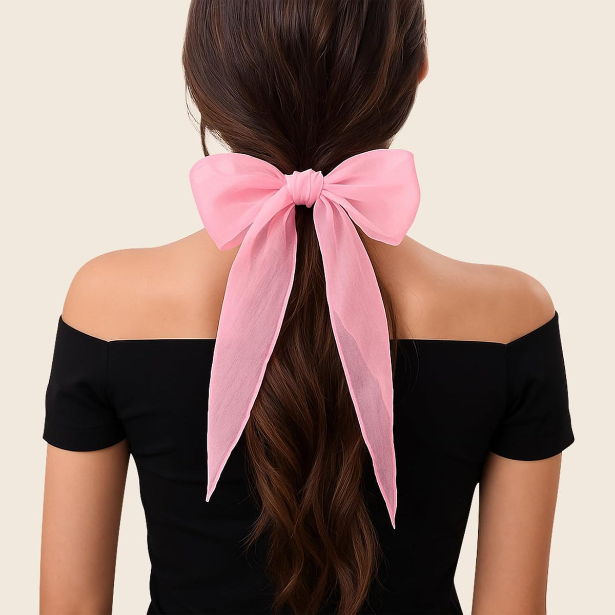 50s Chiffon Scarf Sheer Square Neck Head Scarf for Women