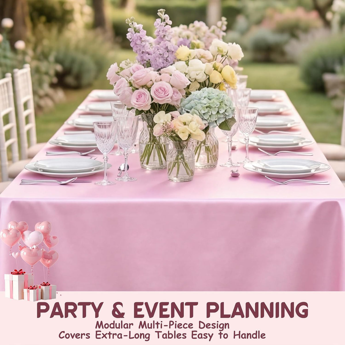 4 Pack Pink Satin Tablecloth 58 x 102 Inch Overlay Seamless Design