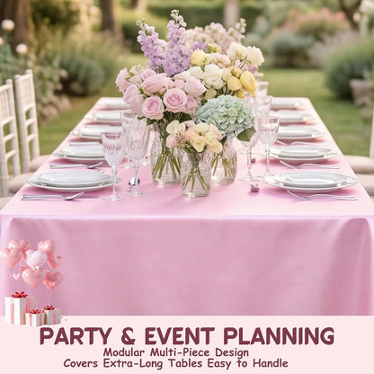 4 Pack Pink Satin Tablecloth 58 x 102 Inch Overlay Seamless Design
