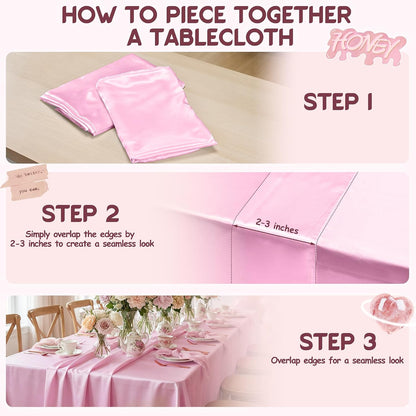 4 Pack Pink Satin Tablecloth 58 x 102 Inch Overlay Seamless Design