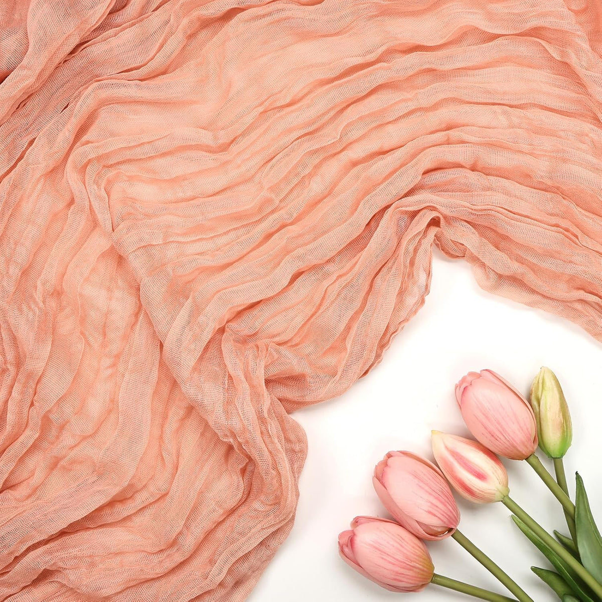 12 Pack Peach Cheesecloth Table Runner 10Ft 23 x 120 Inch