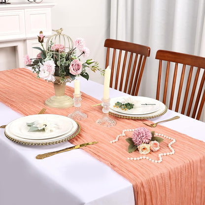 12 Pack Peach Cheesecloth Table Runner 10Ft 23 x 120 Inch
