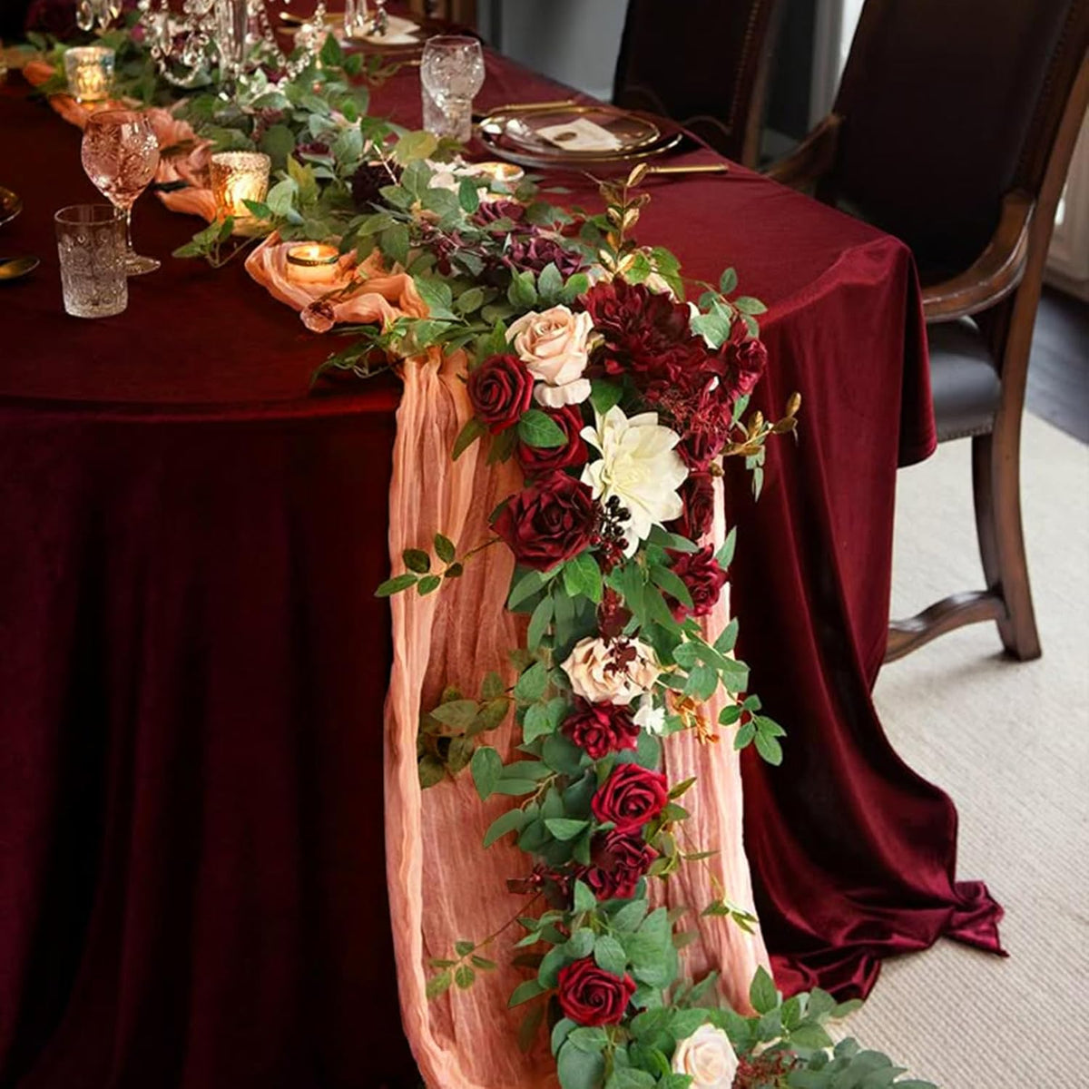 12 Pack Peach Cheesecloth Table Runner 10Ft 23 x 120 Inch