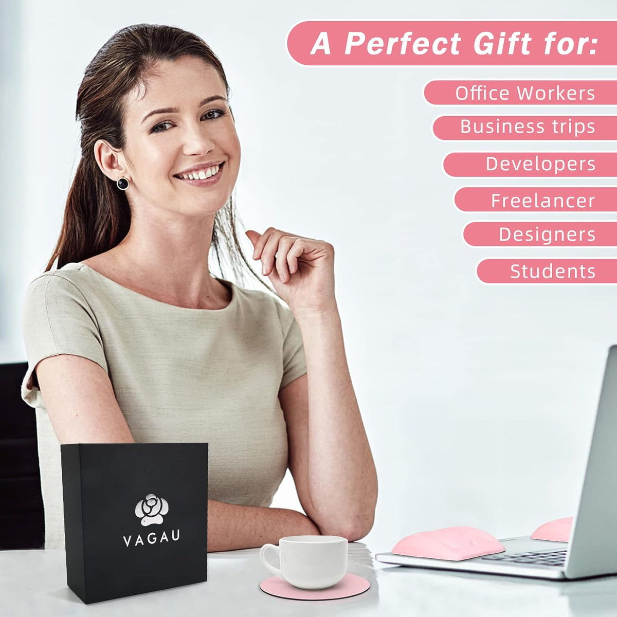 Wrist Rests for Laptop, Wrist Support for Keyboard and Mouse Pink