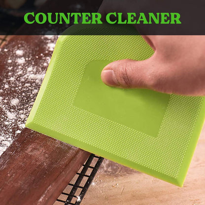 Dough Scraper Bench Scraper - 3P 8.3x5.5" Plastic Flexible Bowl Scraper, Sharp Edge & Angles Cake Scraper. Non-Slip Bakeware Decorating Tools Sculpting & Modeling Tools - Pink+Green+Pink