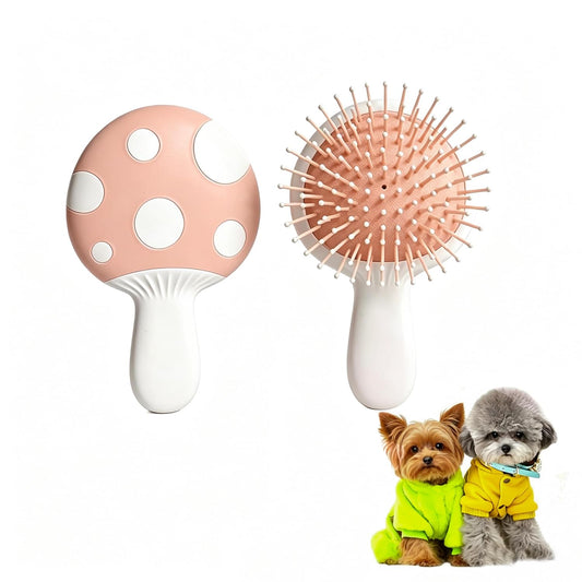 Small Dog Grooming Brush,Mushroom Shaped Puppy Brush Detangling Dog Hair Brushes for Wet or Dry - Perfect for Shih Tzus,Yorkies,Maltipoos - Ideal Puppy Hair Brushes for Maltese Small Breeds (Pink)