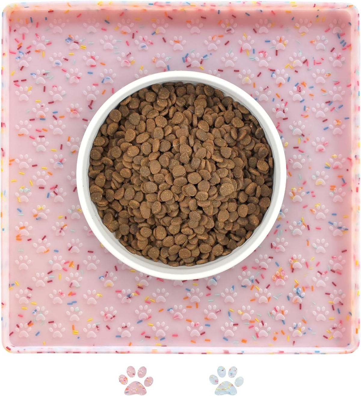 Dog Food Mat Anti-Slip Dog Bowl Mats for Food and Water, Waterproof Pet Placemat Prevents Messy Spill to Floor, Silicone Puppy Feeding Tray for Small, Medium and Large Dogs Cats, Pink