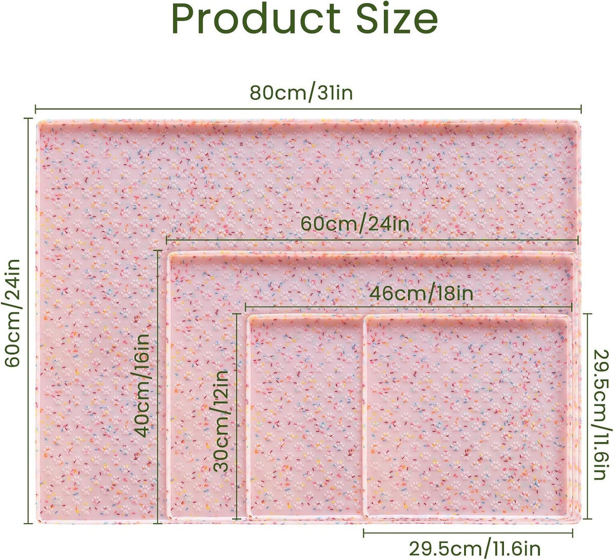 Dog Food Mat Anti-Slip Dog Bowl Mats for Food and Water, Waterproof Pet Placemat Prevents Messy Spill to Floor, Silicone Puppy Feeding Tray for Small, Medium and Large Dogs Cats, Pink