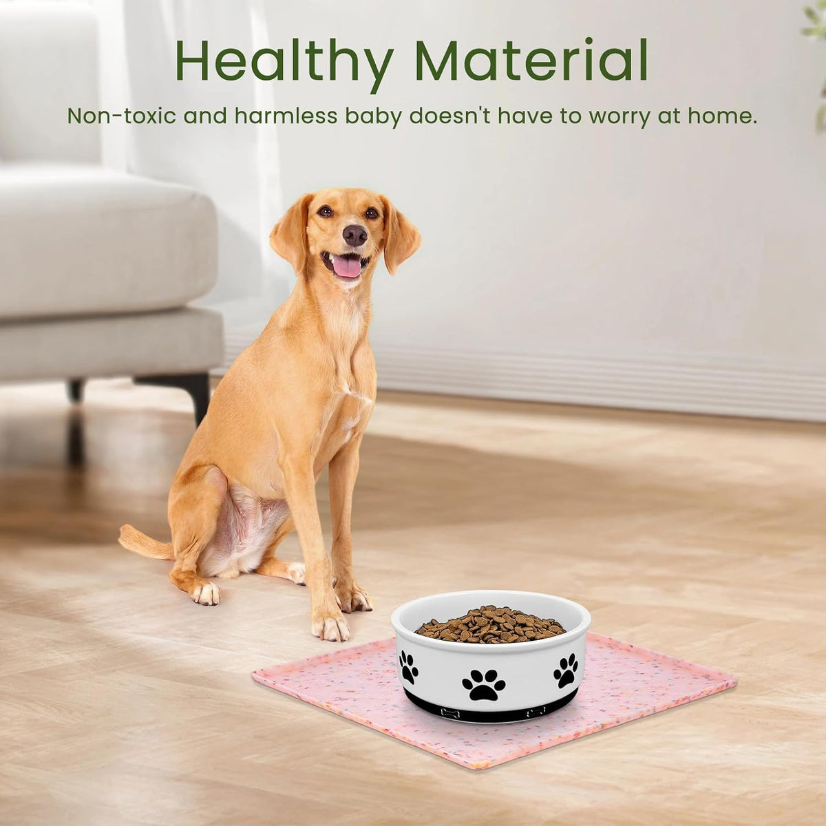 Dog Food Mat Anti-Slip Dog Bowl Mats for Food and Water, Waterproof Pet Placemat Prevents Messy Spill to Floor, Silicone Puppy Feeding Tray for Small, Medium and Large Dogs Cats, Pink