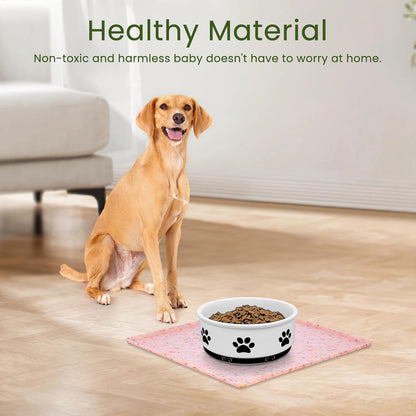Dog Food Mat Anti-Slip Dog Bowl Mats for Food and Water, Waterproof Pet Placemat Prevents Messy Spill to Floor, Silicone Puppy Feeding Tray for Small, Medium and Large Dogs Cats, Pink