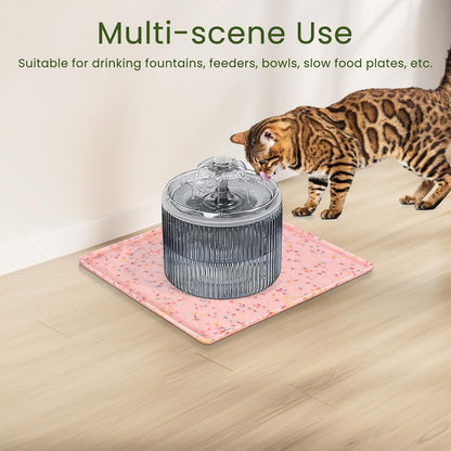 Dog Food Mat Anti-Slip Dog Bowl Mats for Food and Water, Waterproof Pet Placemat Prevents Messy Spill to Floor, Silicone Puppy Feeding Tray for Small, Medium and Large Dogs Cats, Pink