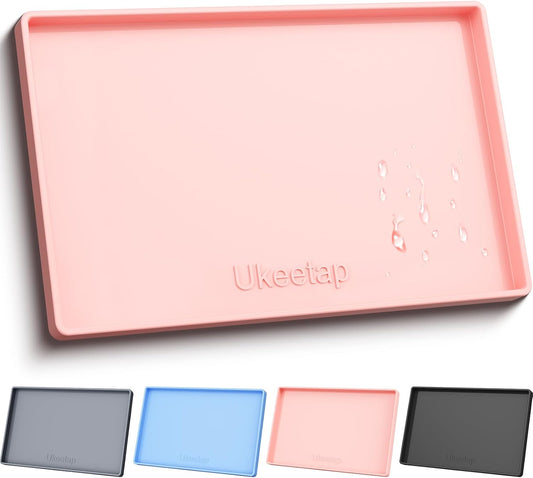 19" x 12" Extra Thick Silicone Mat Waterproof with Raised Edge, Pink