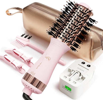 Dual Voltage Travel Size Hot Air Brush Dryer & Styler for European Travel