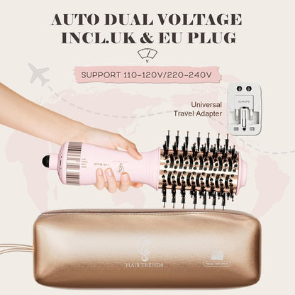 Dual Voltage Travel Size Hot Air Brush Dryer & Styler for European Travel