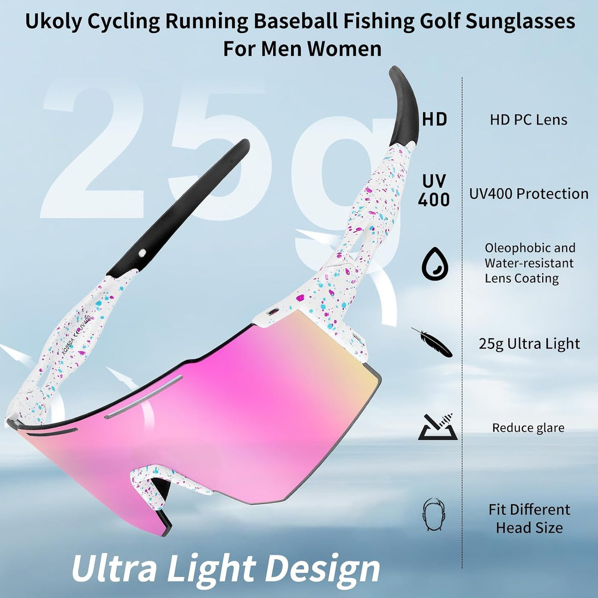 Sport Sunglasses for Men and Women,HD PC Lens UV400 Protection