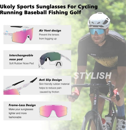 Sport Sunglasses for Men and Women,HD PC Lens UV400 Protection