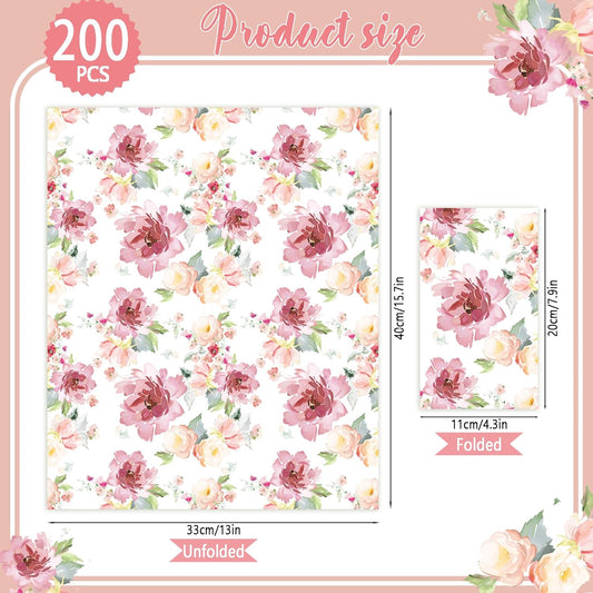 100 PCS Floral Paper Napkins Watercolor Flower Guest Napkins 3-Ply Disposable Dinner Napkins Decorative Paper Hand Towels for Wedding Bridal Baby Shower Tea Party Birthday, 4.3 x 7.9 Inch