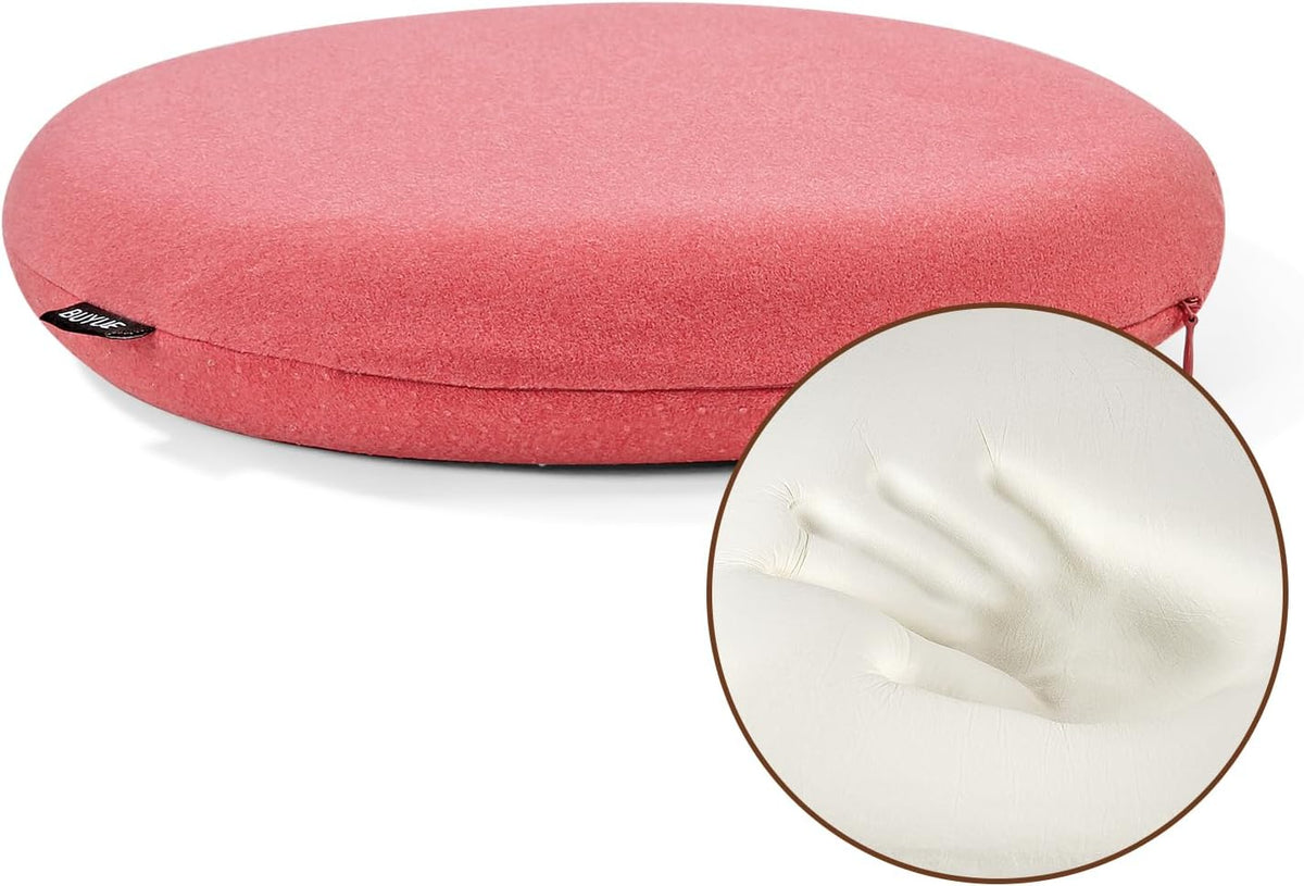 Memory Foam Seat Cushion, Dia 13" Soft Velvet Round Stool Cushion Anti-Slip Chair Pads, S, Rose Pink