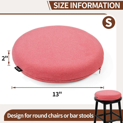 Memory Foam Seat Cushion, Dia 13" Soft Velvet Round Stool Cushion Anti-Slip Chair Pads, S, Rose Pink
