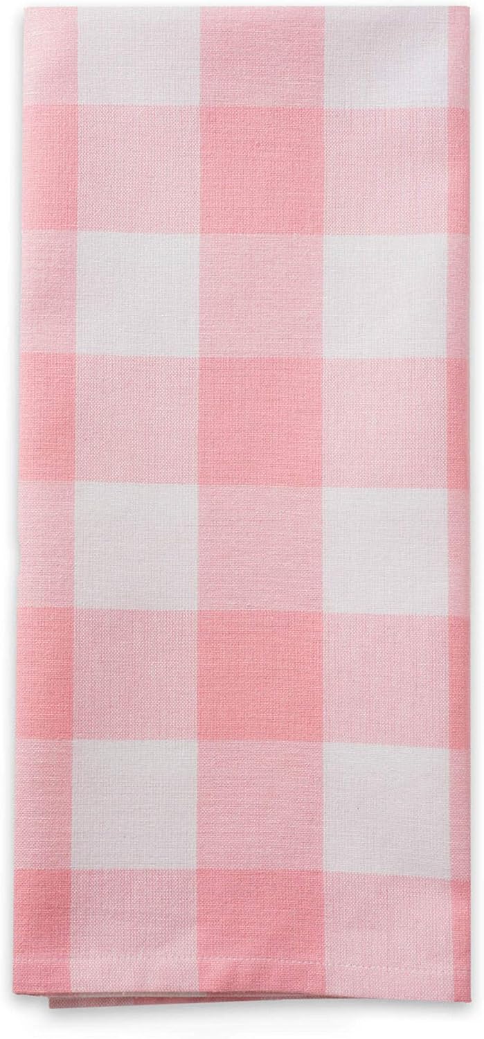 Buffalo Check Kitchen Collection, Classic Farmhouse Dishtowel Set, 20x30, Pink &White, 3 Piece