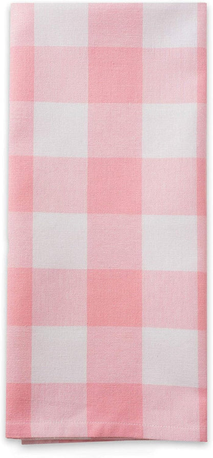 Buffalo Check Kitchen Collection, Classic Farmhouse Dishtowel Set, 20x30, Pink &White, 3 Piece
