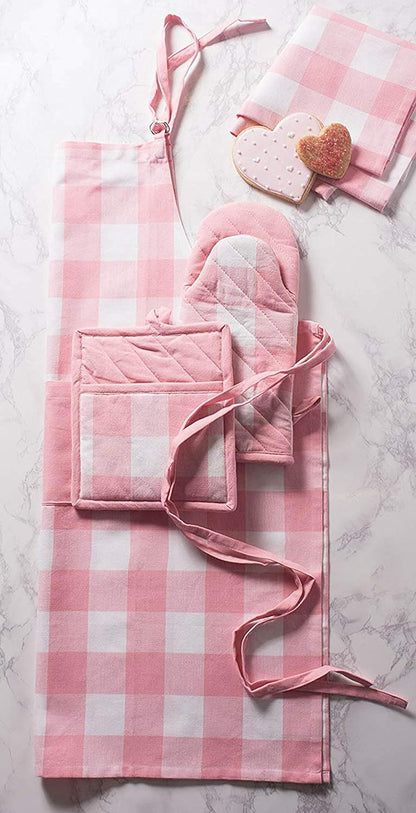 Buffalo Check Kitchen Collection, Classic Farmhouse Dishtowel Set, 20x30, Pink &White, 3 Piece