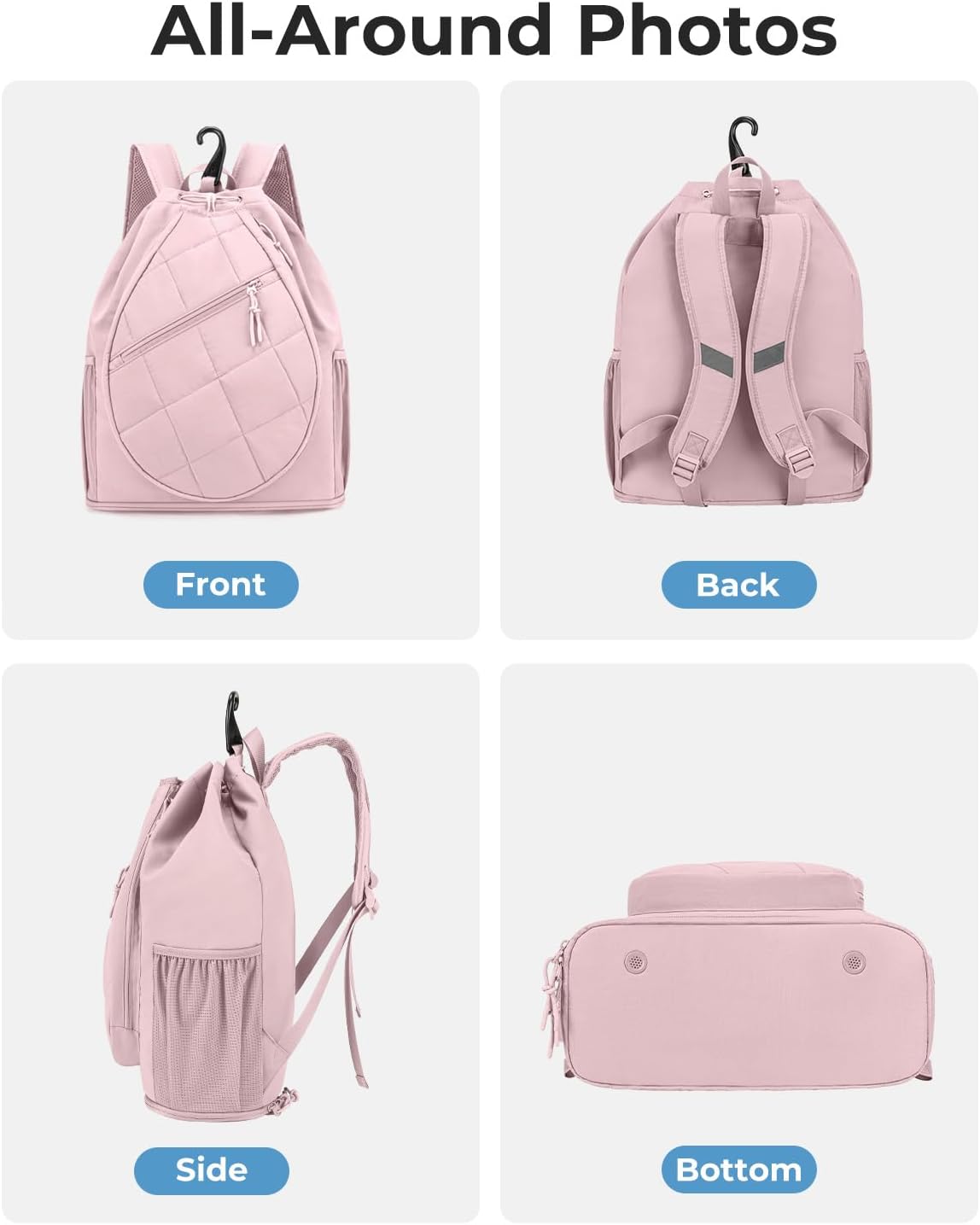 Drawstring Tennis Backpack with Shoe Compartment & Wet Pocket