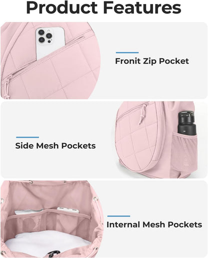 Drawstring Tennis Backpack with Shoe Compartment & Wet Pocket
