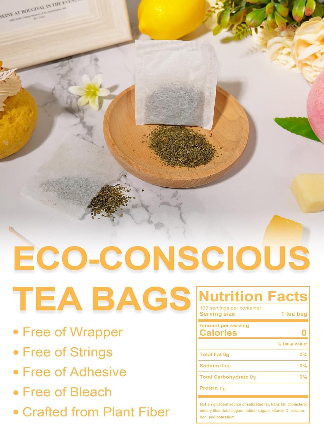Mango Peach Green Tea, Steamed Green Tea Blend, Fruit Aroma, 100ct