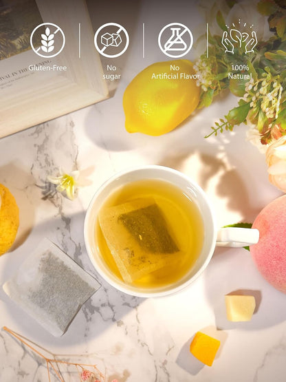 Mango Peach Green Tea, Steamed Green Tea Blend, Fruit Aroma, 100ct