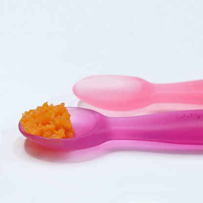 Silicone Baby Spoons | 4 Months +, First Stage Baby Led Weaning and Self Feeding | Soft Spoon with Firm Handle | Designed in USA, BPA Free, Premium grade Platinum Silicone | 2 CT
