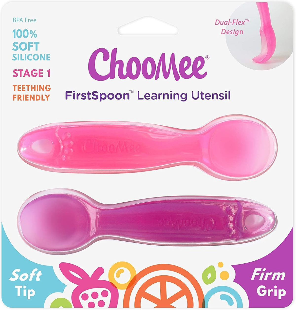 Silicone Baby Spoons | 4 Months +, First Stage Baby Led Weaning and Self Feeding | Soft Spoon with Firm Handle | Designed in USA, BPA Free, Premium grade Platinum Silicone | 2 CT