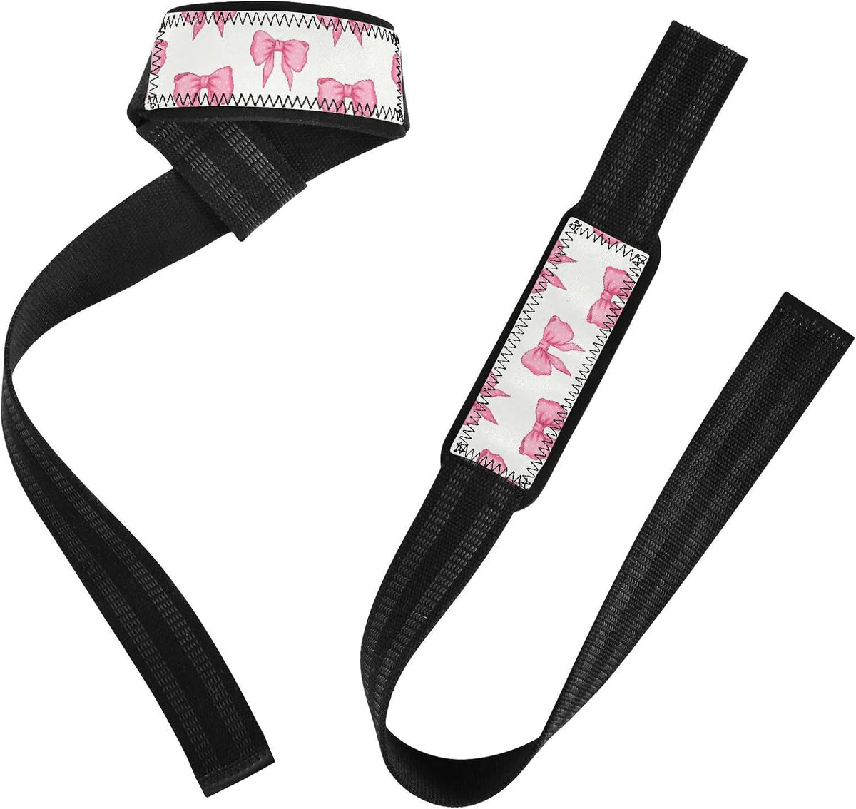 Cute Pink Bows Lifting Straps for Weightlifting,Wrist Straps with Thick Neoprene Padding,Pro Heavy Duty Gym Wrist Wraps for Powerlifting, Bodybuilding & Strength Training