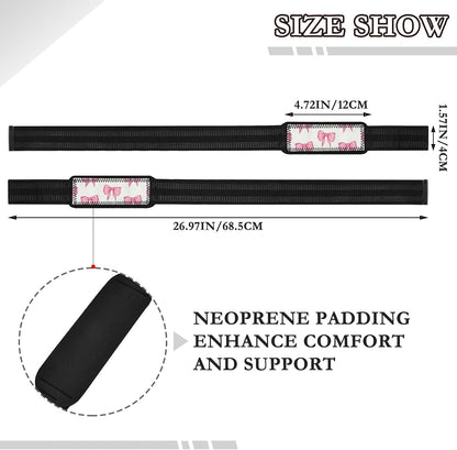 Cute Pink Bows Lifting Straps for Weightlifting,Wrist Straps with Thick Neoprene Padding,Pro Heavy Duty Gym Wrist Wraps for Powerlifting, Bodybuilding & Strength Training