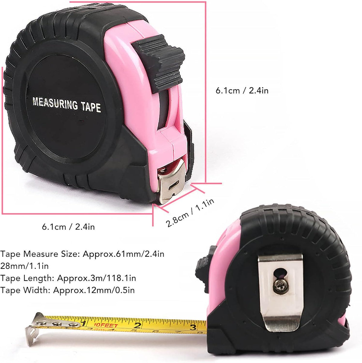 For Maintenance and Repair - 39 Piece Household Tool Kit - Pink and Black Hand Tool Set Including Claw Hammer Screwdriver Hex Wrench Pliers Tape Measure and Utility Knife with