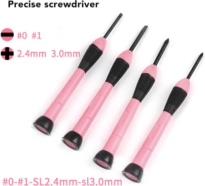 For Maintenance and Repair - 39 Piece Household Tool Kit - Pink and Black Hand Tool Set Including Claw Hammer Screwdriver Hex Wrench Pliers Tape Measure and Utility Knife with