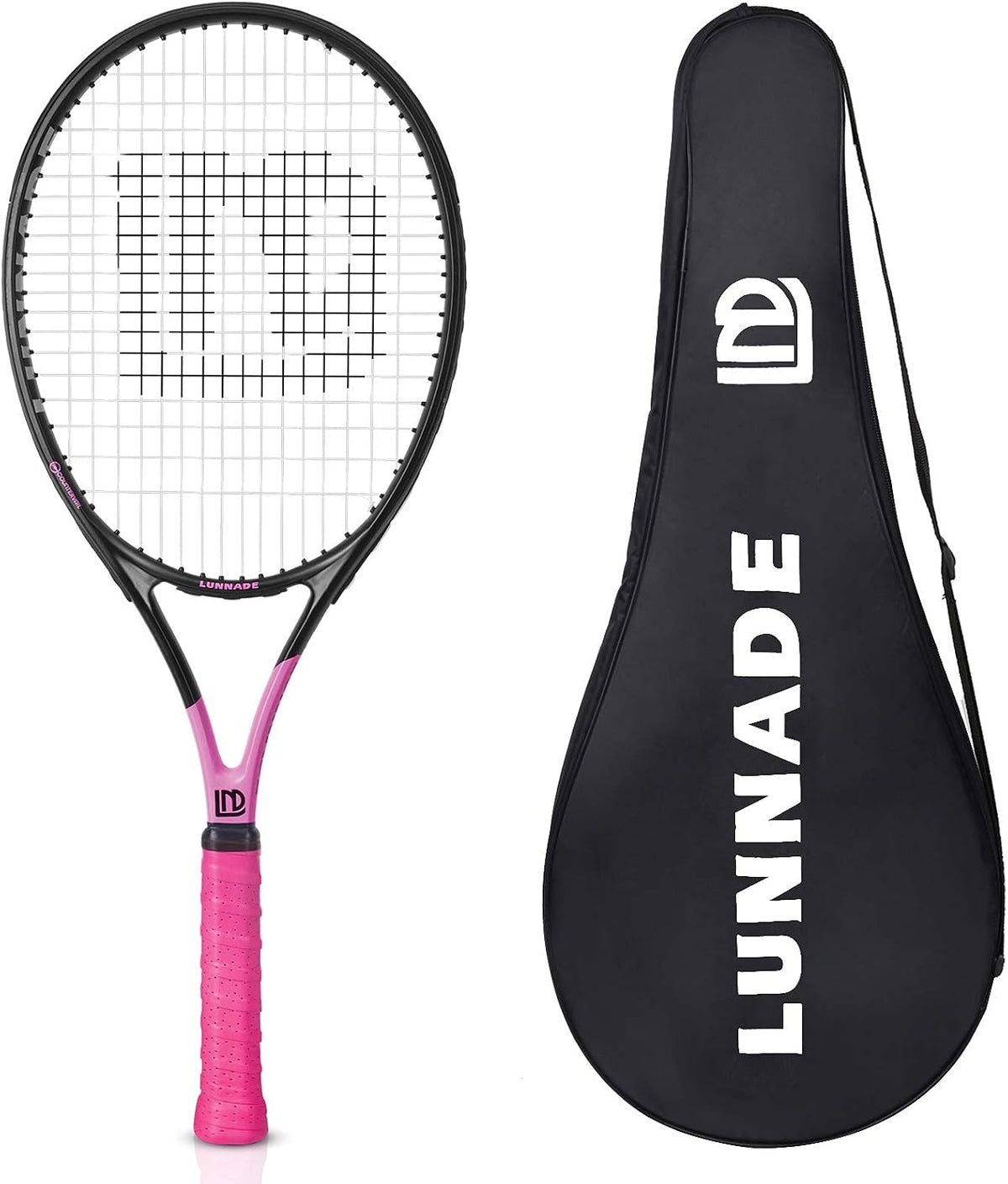 Adults Tennis Racket 27 Inch, Shockproof Carbon Fiber Tennis Racquet Light-Weight, Pre-Strung and Regrip, Suitable for Beginners to Intermediate Players